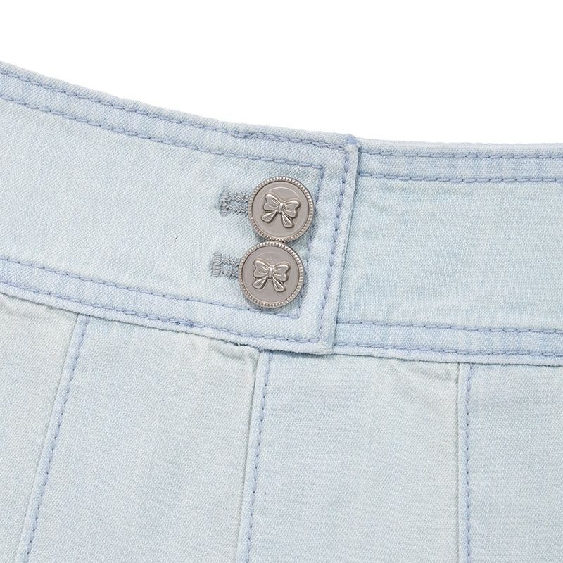 GRADATION PLEATS DENIM SKIRT [BLUE]