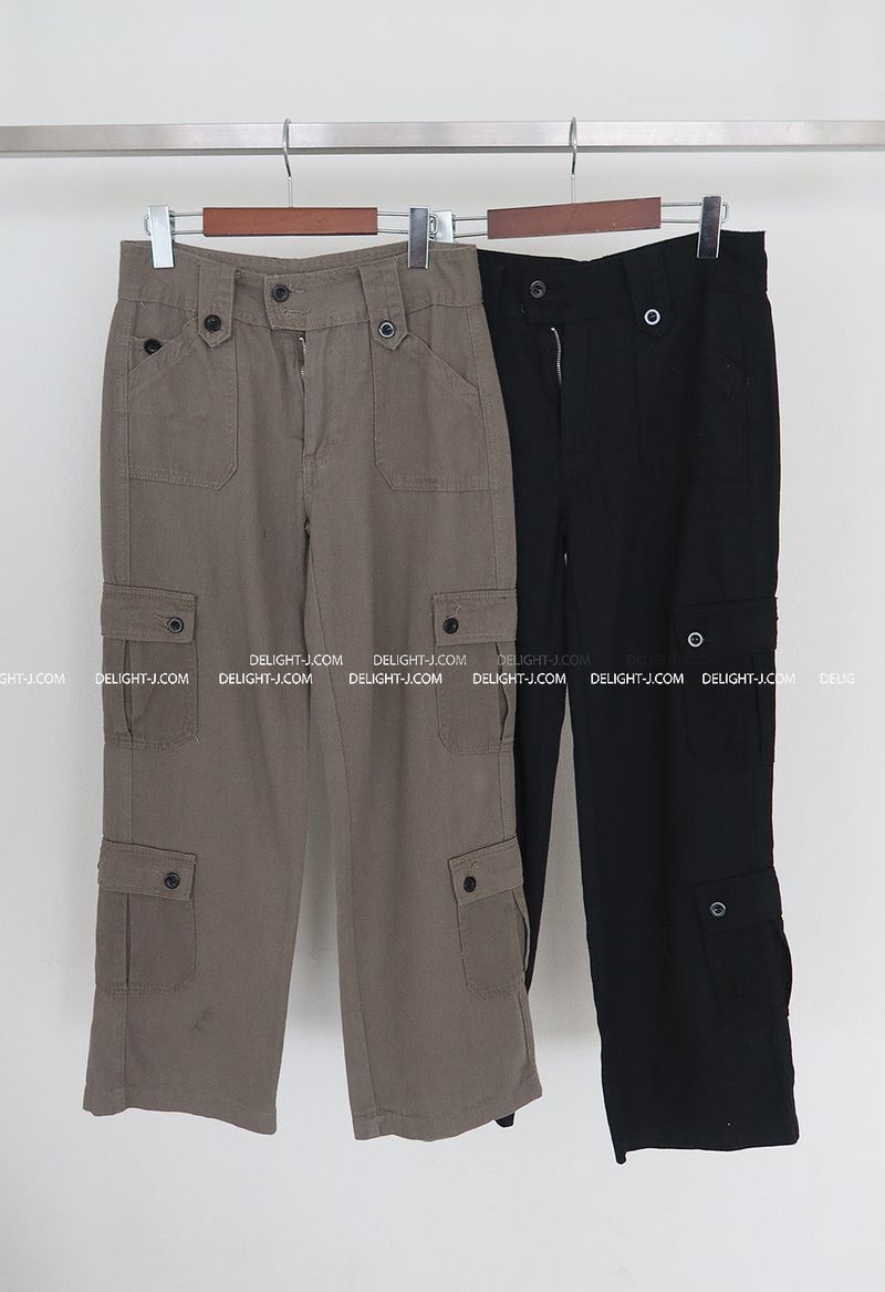 cargo straight wide long pants