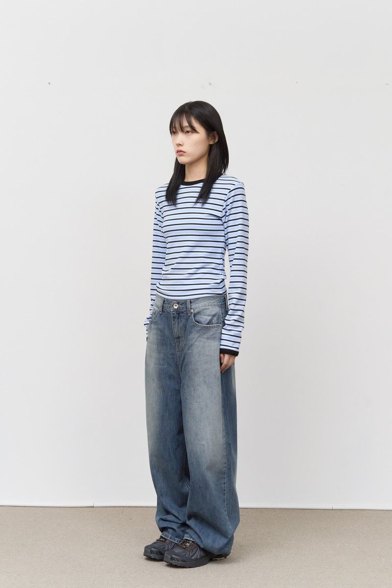 (W) Candy Fleece Striped Top