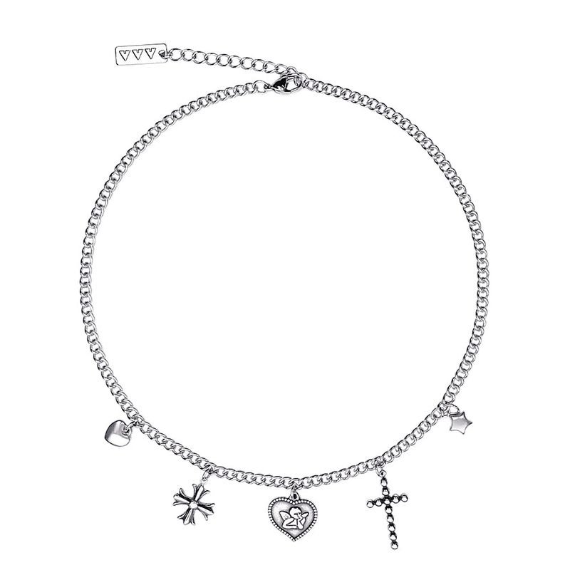 [SET] HEART STAR CROSS LAYERD NECKLACE