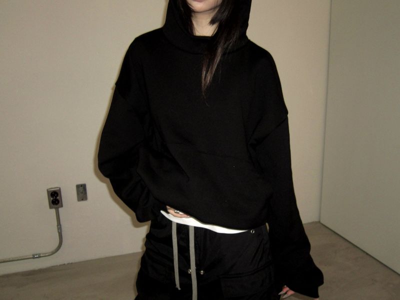 High-neck cropped hoodie