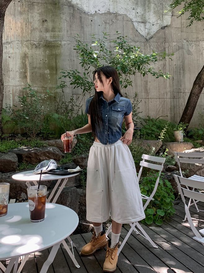 Our Washing Cropped Denim Shirt