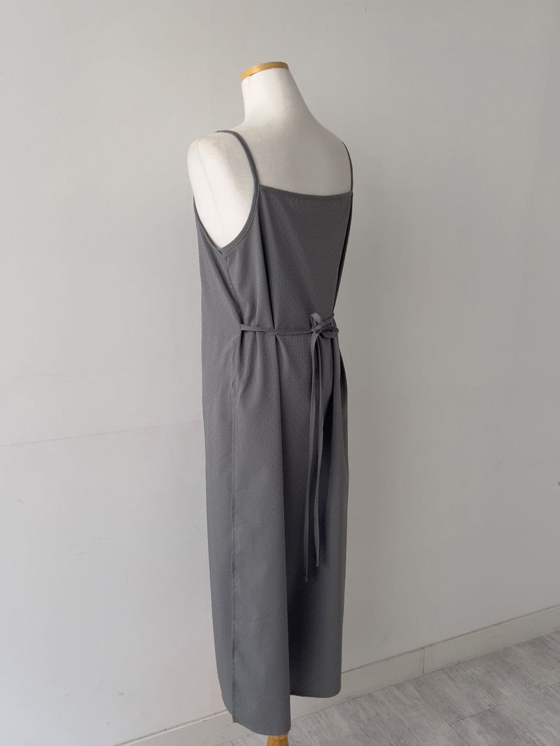 Dot Deep Slit Layered Bustier Long One Piece