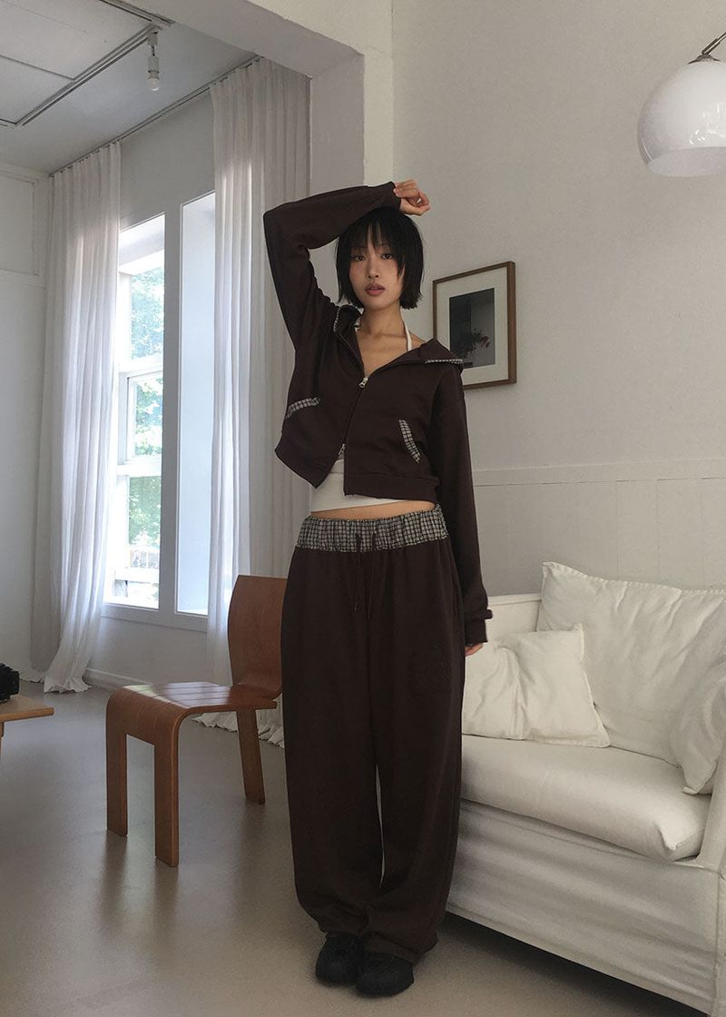 FLOWER CHECK BANDING PANTS