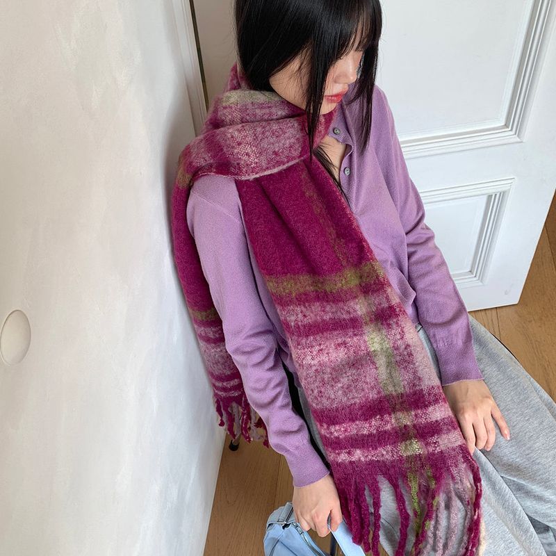 [4 colors] Pran Winter Long Checkered Muffler