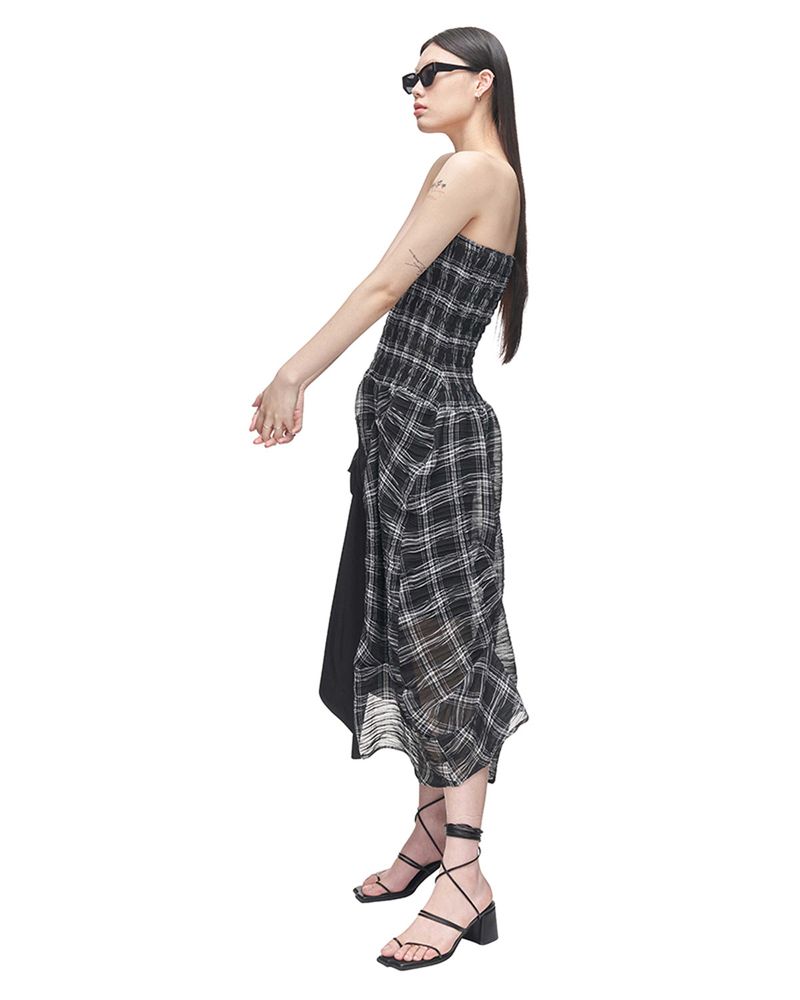 DOZI - Smocking Draped Dress _ Black