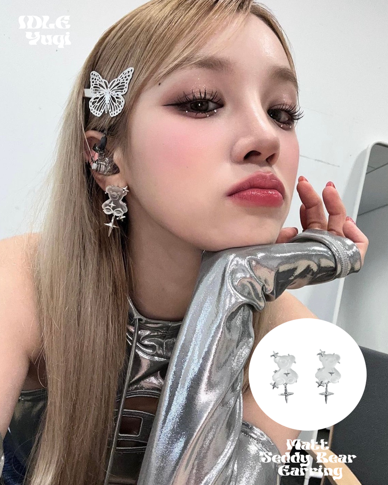 [StrayKids Hyunjin , IDLE Yuqi Pick] MATT TEADDY BEAR EARRING