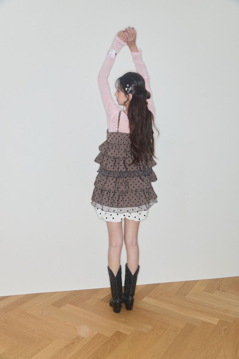 CHOCOLAT CANCAN DOT DRESS (BROWN)