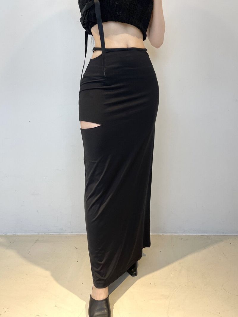 772. Strap slit maxy long sk (2color)