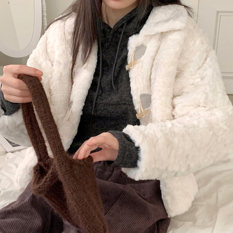 Kaia Rabbit Fur Quilted Soft Collar Crop Coat Jacket