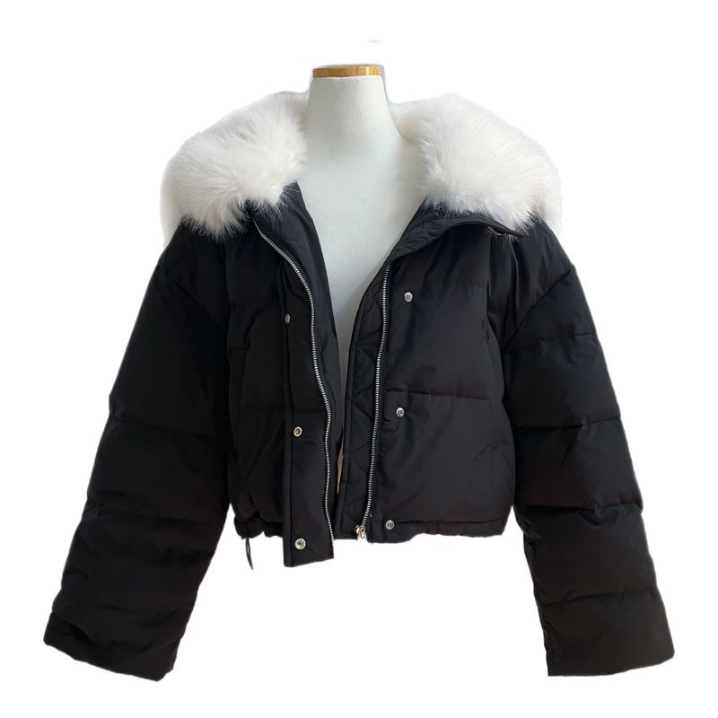 Ice Bloom Fur-Collar Duck Down Short Puffer