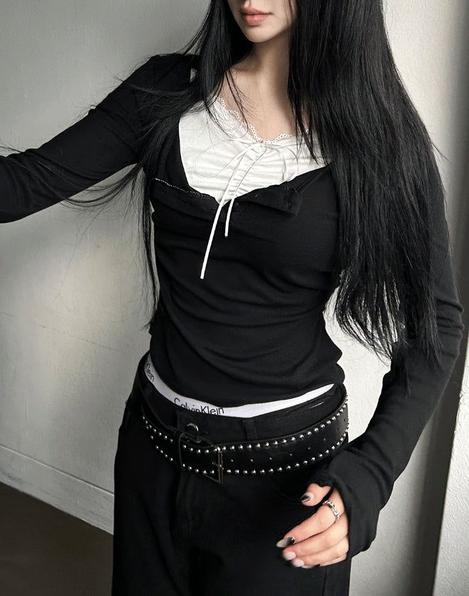 Ribbon shirring layered top