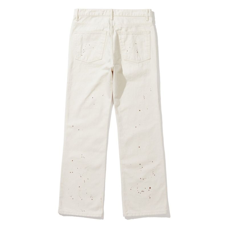 97 lc splatter bootscut denim pants ecru