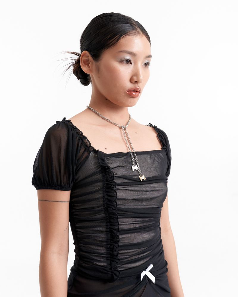 Tied chain ribbon necklace