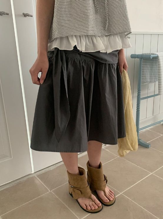 BAON（バオン）の「Dunkey Shirring Wrap Midi Skirt（Skirts）」