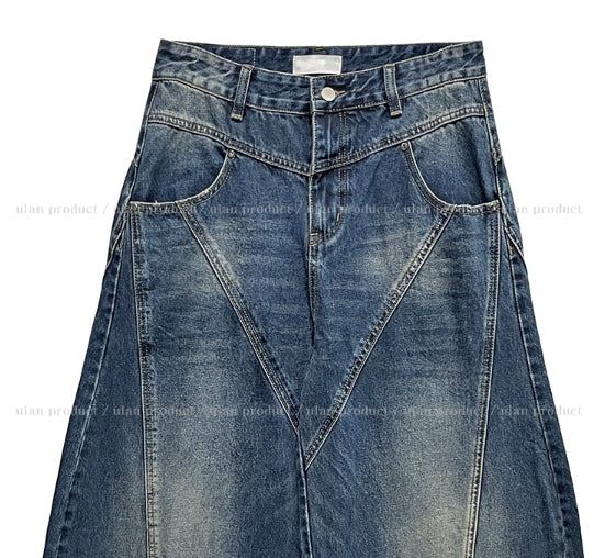 Tiv Curved Cut Balloon Denim Pants