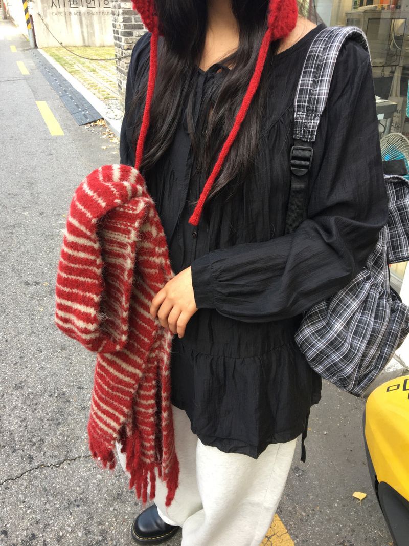 Le Fine Wool Stripe Muffler (4color)