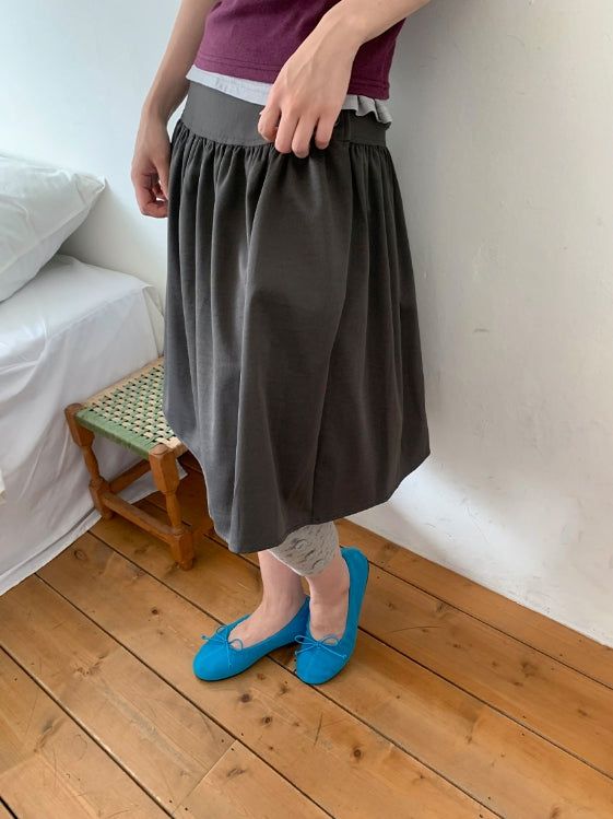 Fog Button Midi Skirt