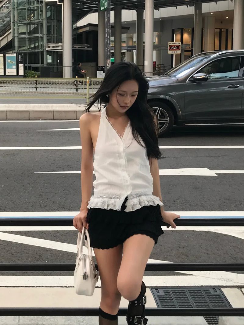 Selly Backless Lace Haler Blouse