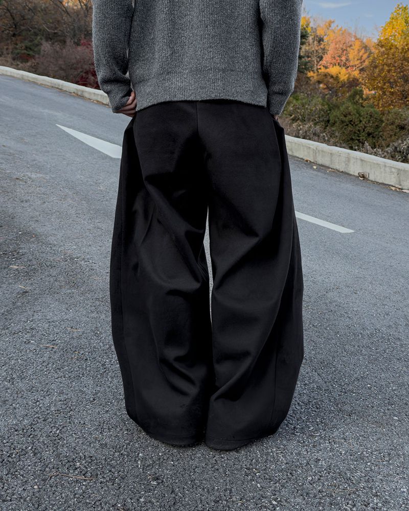 Worvel Wool Wide Pintuck Slacks