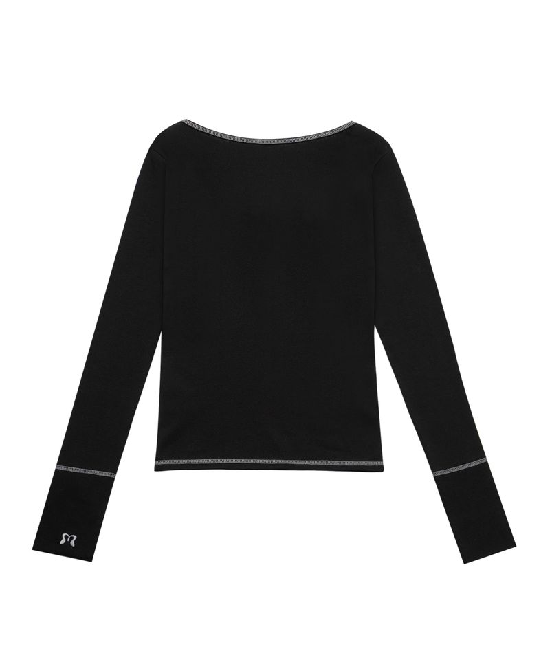 STITCH RIBBON T BLACK
