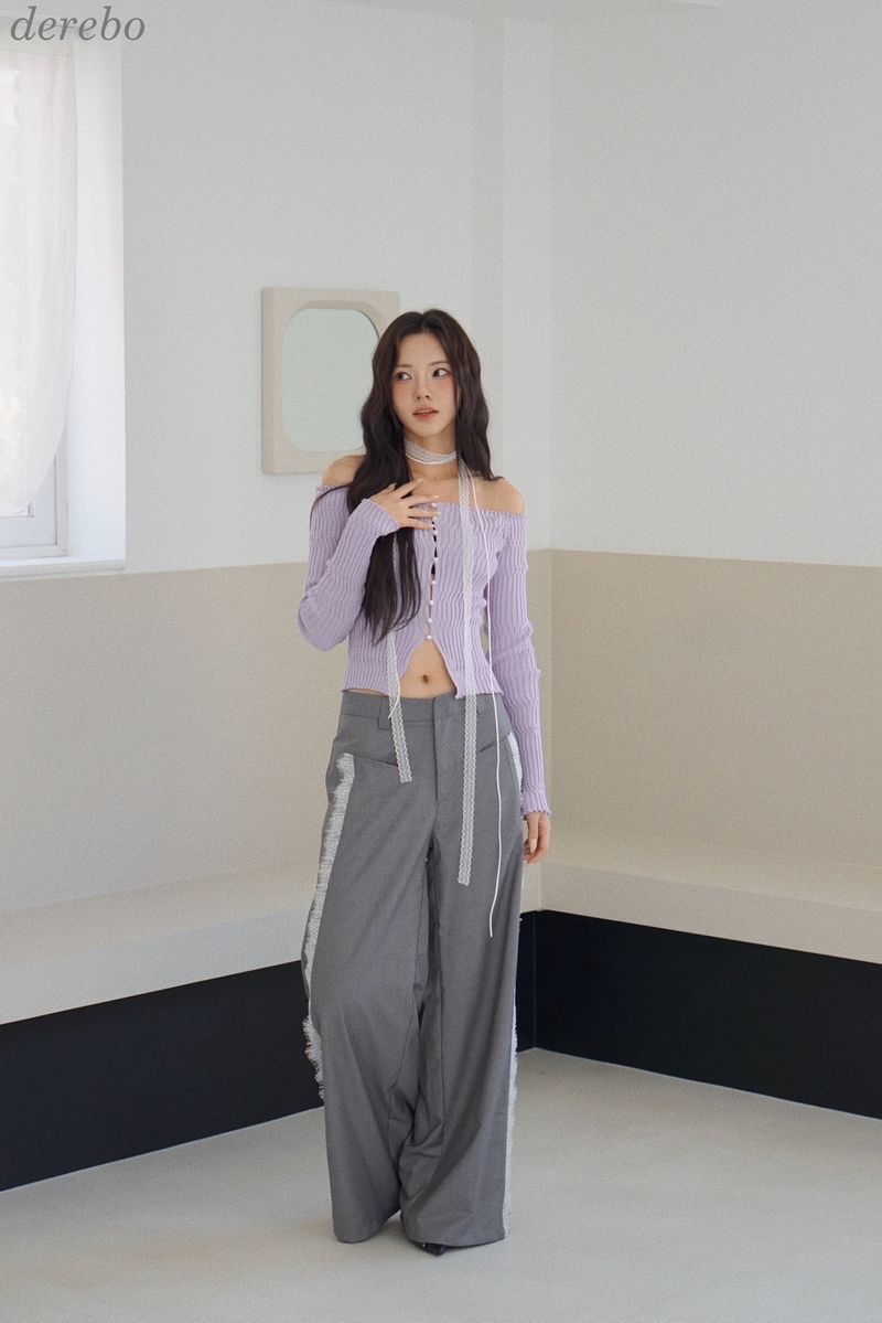 side lace wide slacks