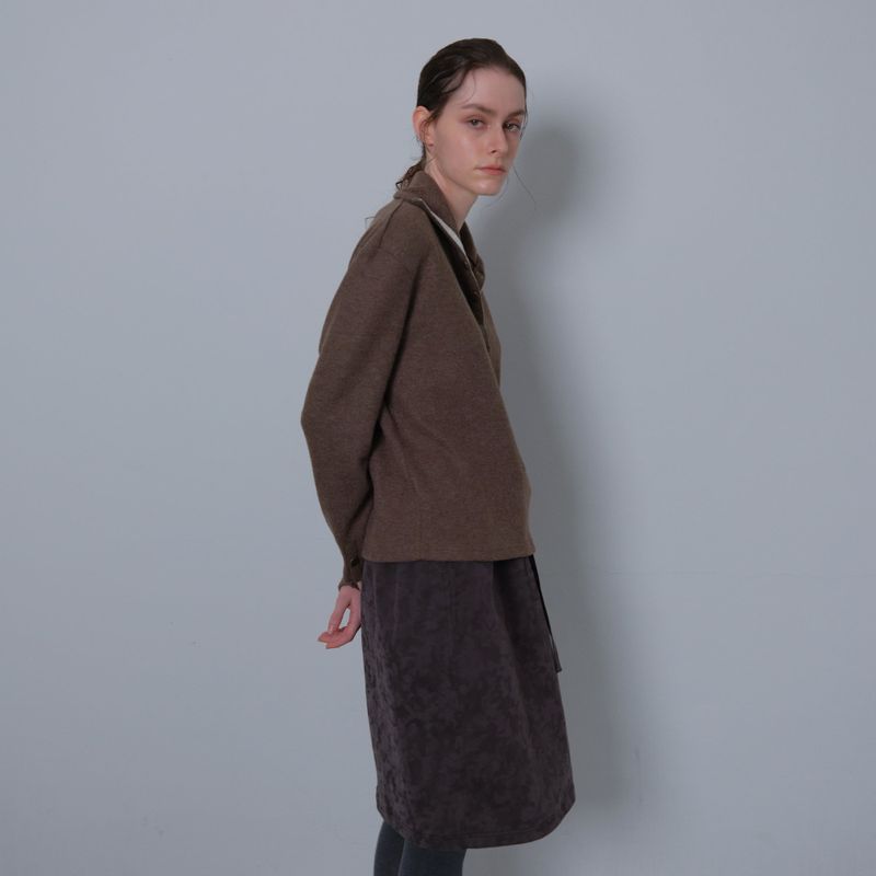 Brown Snap Knit Polar Tee