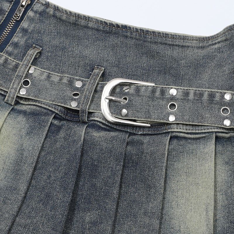Siera Washed Denim Skir