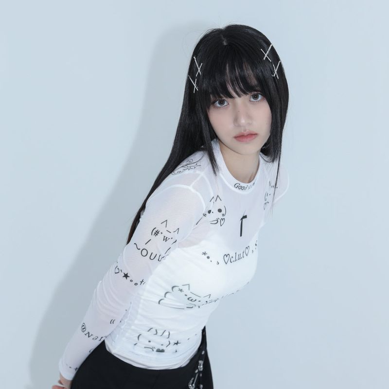 0 2 emoji mesh top - WHITE