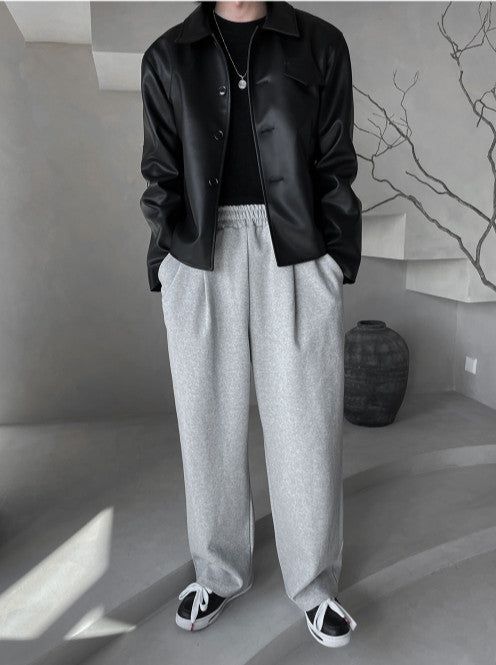 Pleddy Crop Leather Jacket (2color)