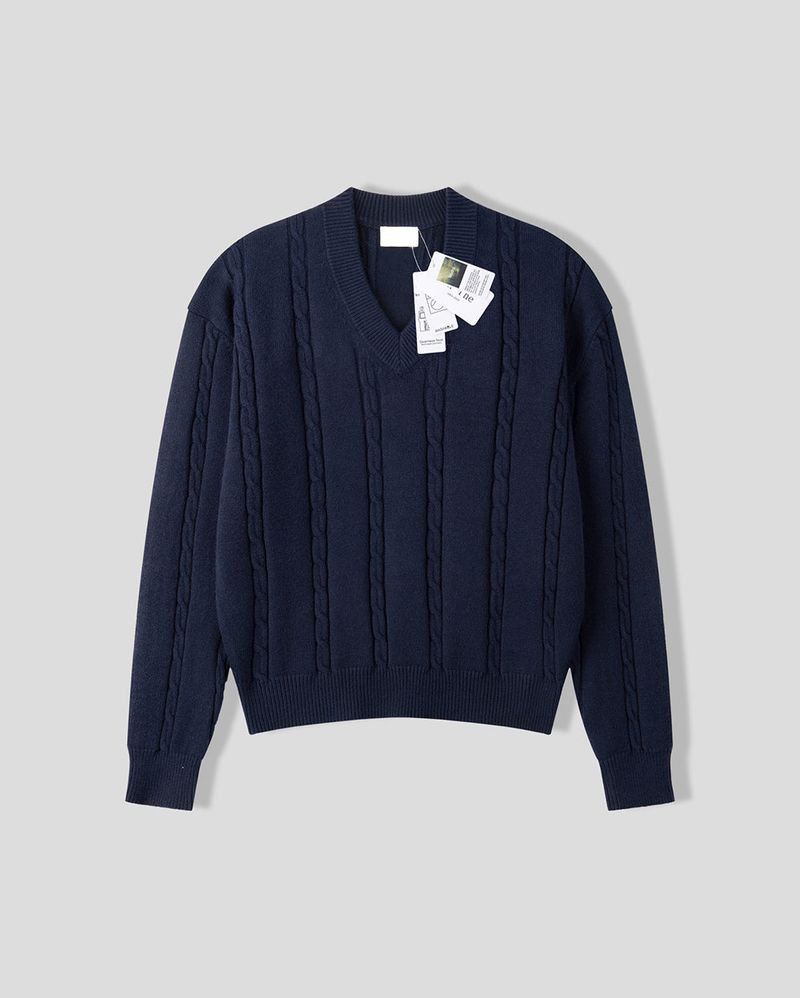 Melter Semi-Cropped Cable V-Neck Knit