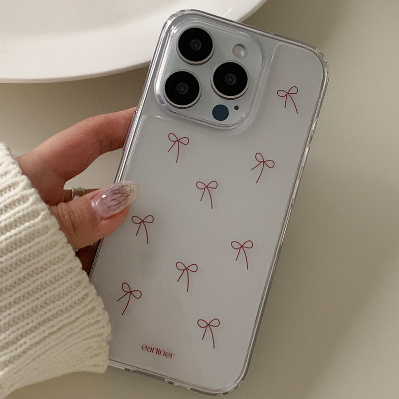 [made] red ribbon pattern jelly hard case