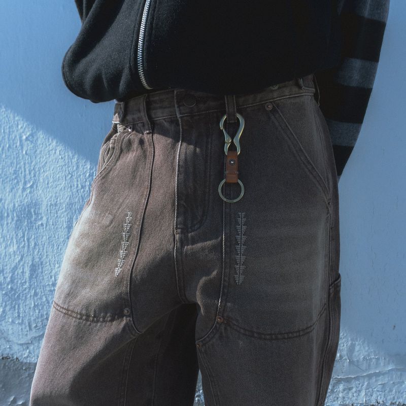 Tag leather key ring / Vegetable natural
