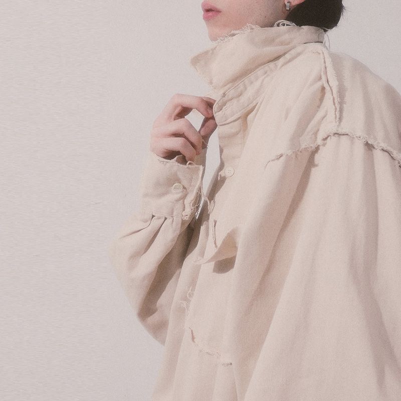 grunge plain shirt_lightbeige