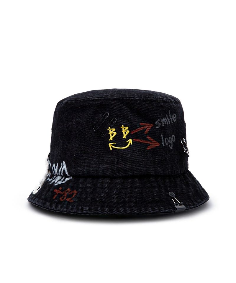 BLACKBLOND(ブラックブロンド)の「BBD Smile Logo Denim Bucket Hat Custom Ver.(Hats)」