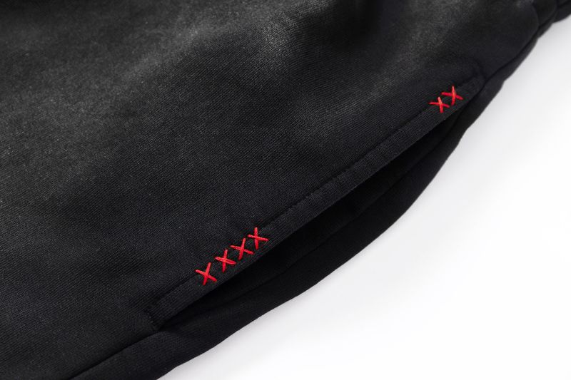 WASHED DISTRESSED RANDOM STITCH HOT-STUDDED DRAWSTRING SWEATPANTS