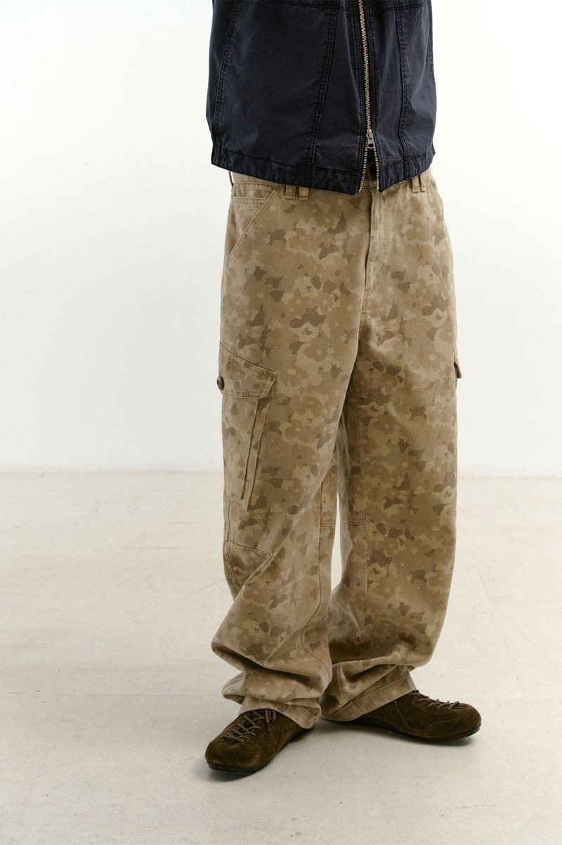 Overlap Pocket Camo Pants (Washed Beige)
