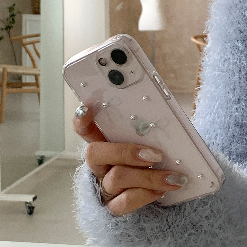 [handmade] mini ribbon dot jelly hard case