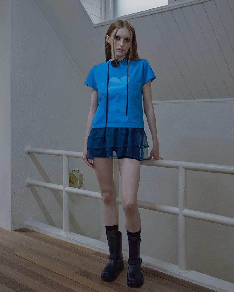 blue sheer unbalance layered op