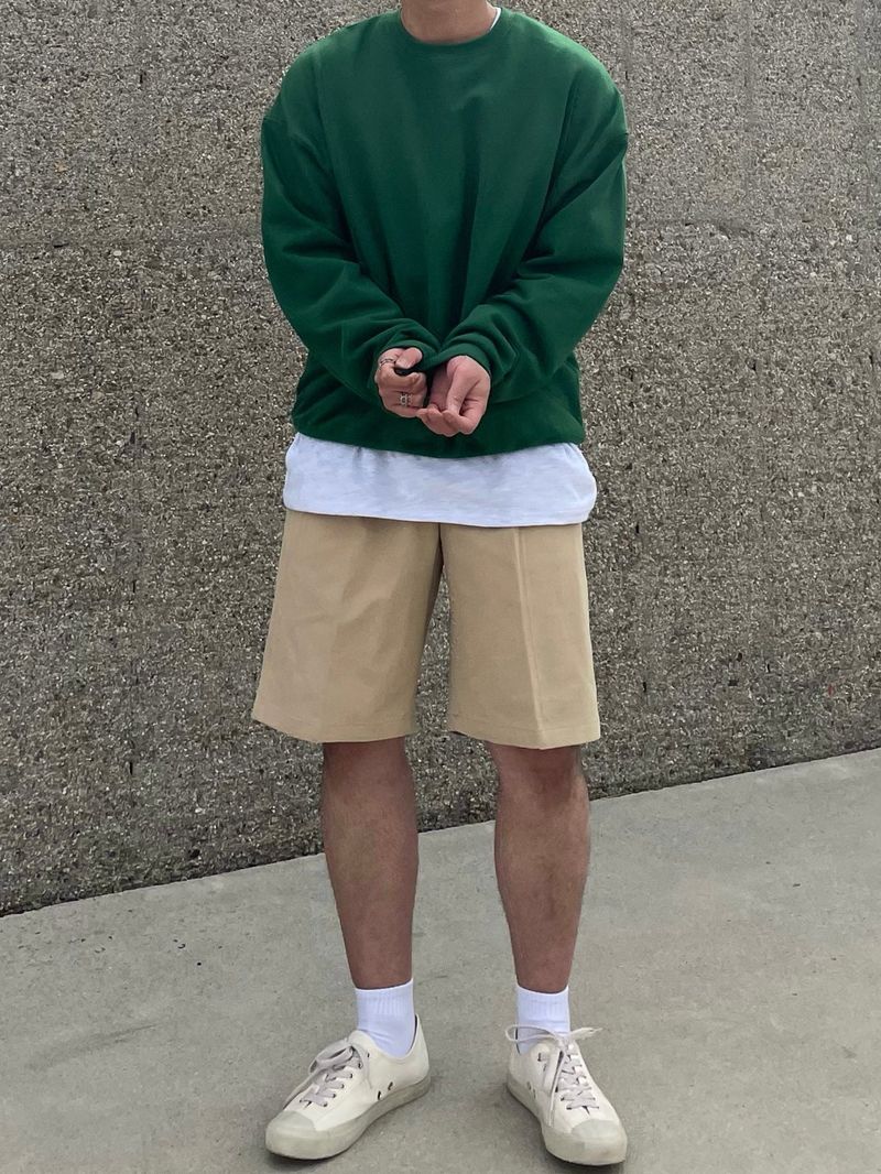 PORT COTTON TWO TUCK HALF PANTS(5COLOR)