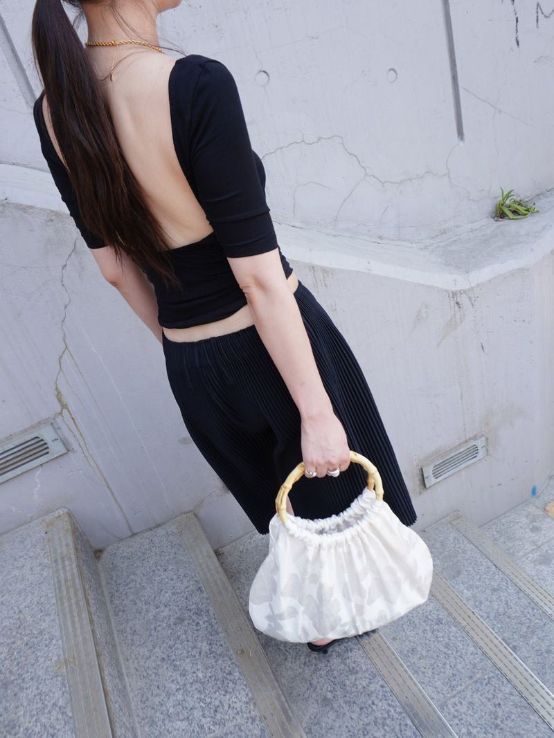 Glow Bamboo Handle Bag - White