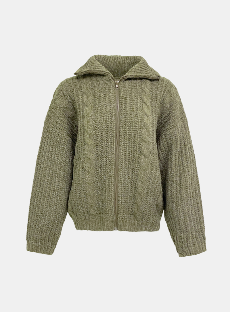 Brook Cable Knit Zip-Up