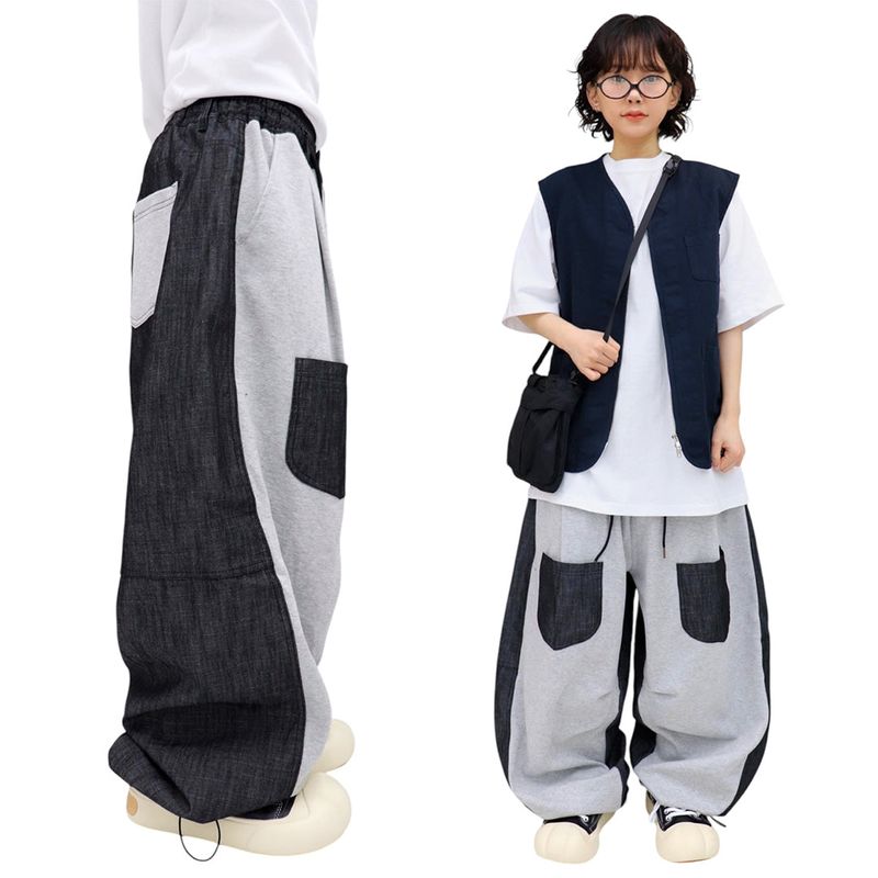 Wide Pocket Contrast Balloon Pants
