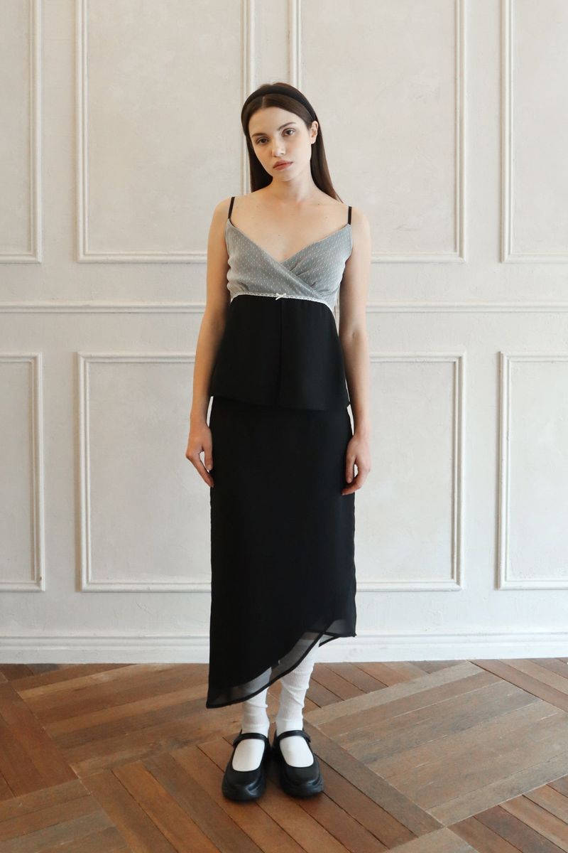 NICHEQYIEL（ニチェキュイエル）の「 Lisha wrap long skirt (black)（Skirts）」