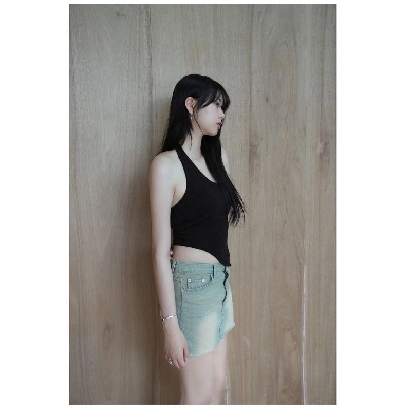 HALTERNEK KNIT VEST_BROWN