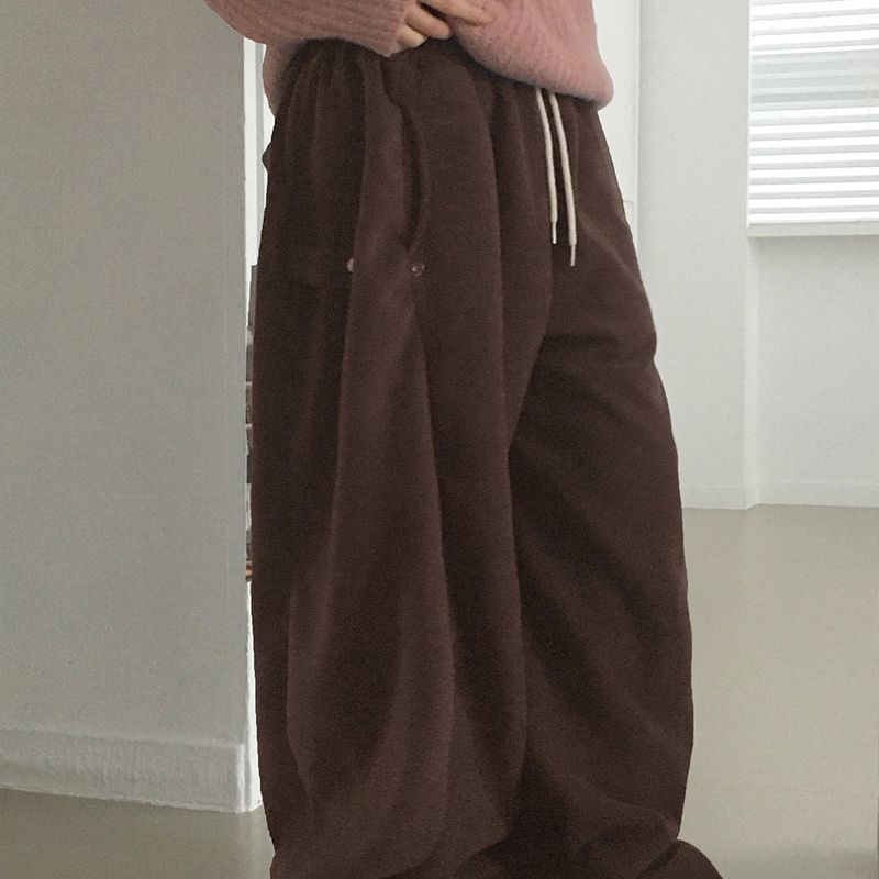 Pingti Side Snap Fleece Wide Pants