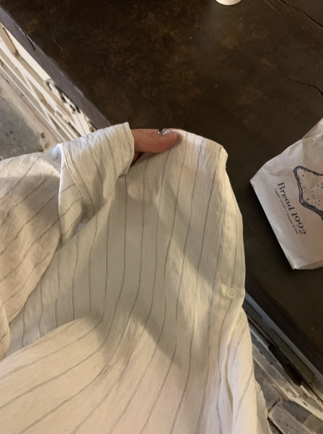 Look Leito Natural Linen Sheersucker Striped Shirt
