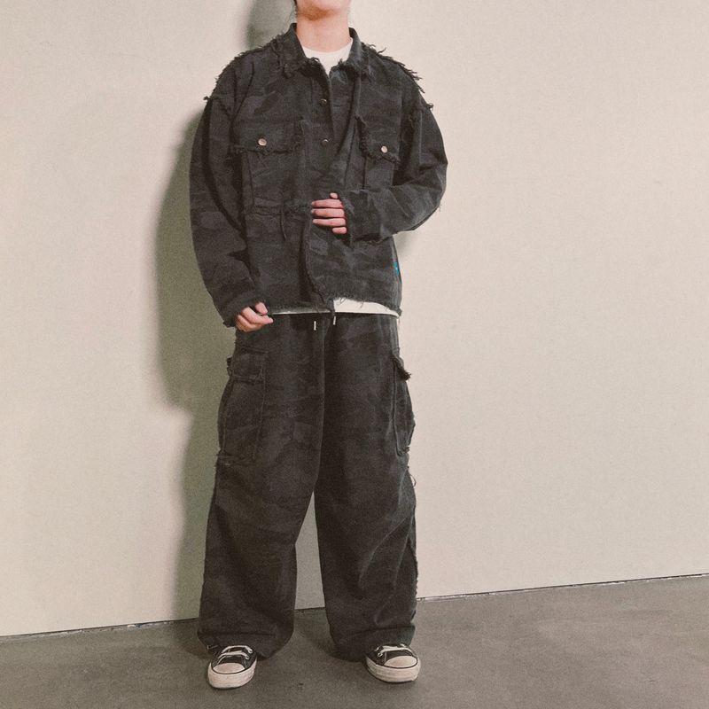 grunge camouflage cargo pants_charcoal