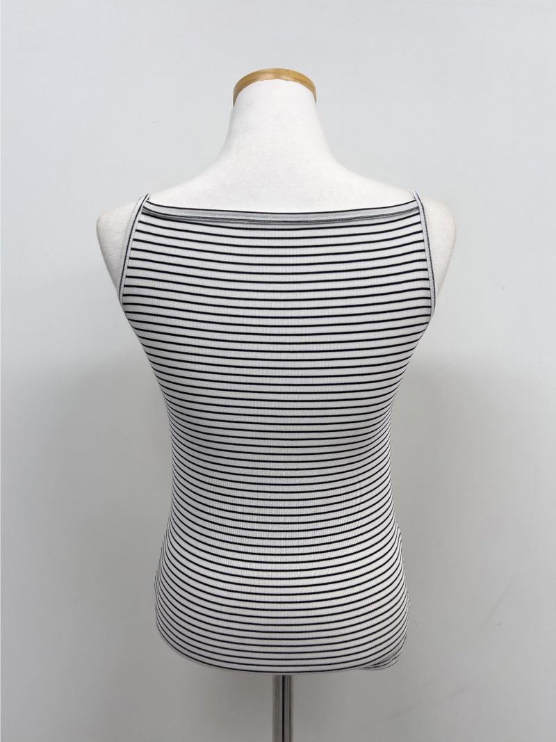 Tencel Striped Boat Neck Sleeveless