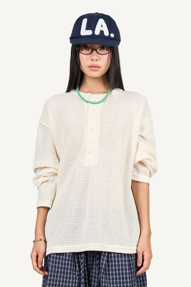 Raucohouse（ラウコハウス）の「ヘンリー ネック パンチング ロング スリーブ（トップス）」